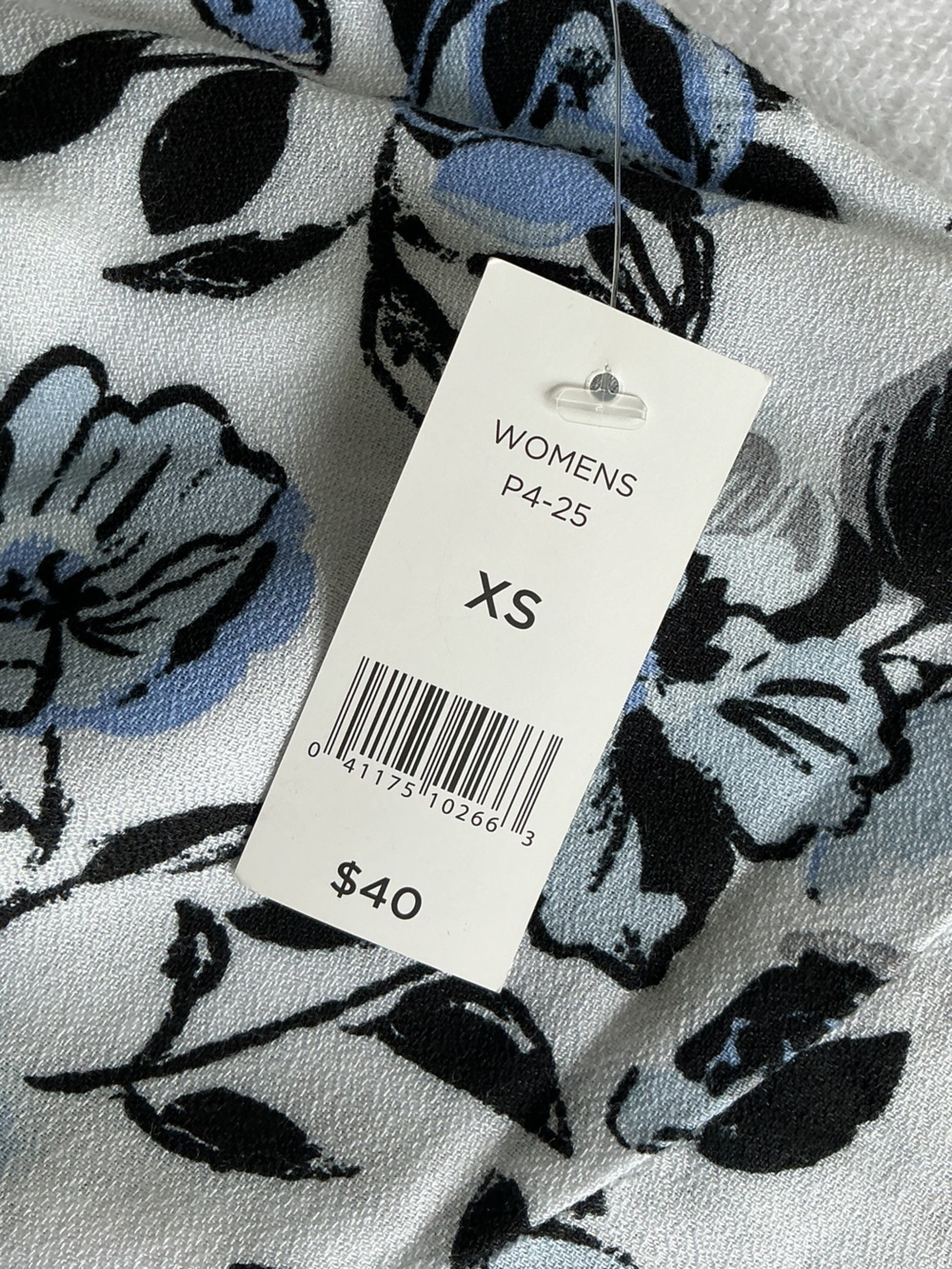 dip White Dress with Blue & Black Floral Print - Picture 10 of 11